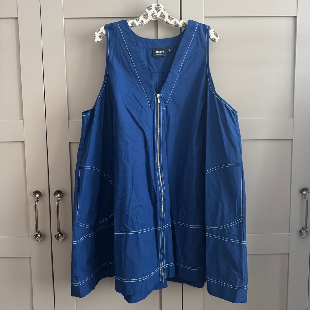 Maeve Anthropologie Royal Blue Sleeveless A-Line Zip Mini Dress Standard Issues